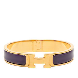 Pre-Loved Hermes Narrow Enamel Clic H Bracelet GM
